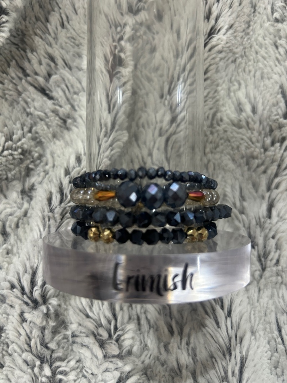 Erimish Blue and Gold Multistrand Beaded Bracelet Set